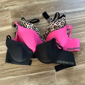Set of 3 Steve Madden Bras in beautiful colors and prints. Size 36C. Excellent!